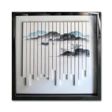 Black and White 3D Slatted Wooden Landscape Wall Art home decor art work